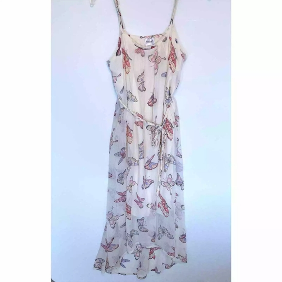 Motherhood Cream Butterfly Hi Lo Dress - Small Spaghetti Straps - Picture 2 of 5